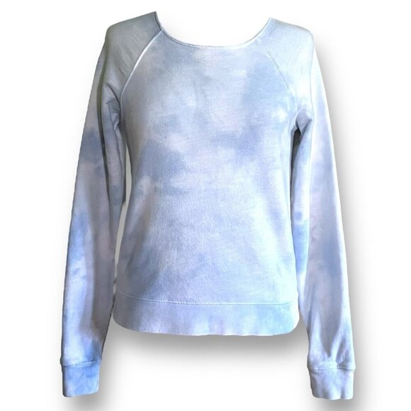 Faherty Womens Bells Sweatshirt XS Blue White Tie Dye Raglan Pullover Athleisure - Picture 2 of 6